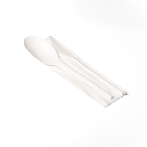 CPLA Bis cutlery with napkin (spoon+knife)